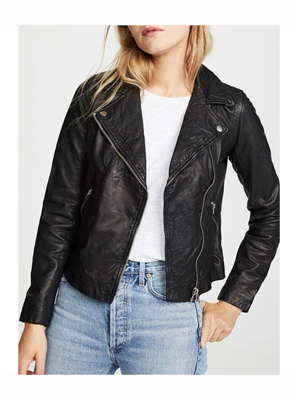 Madewell Black Leather Asymmetric Moto Jacket